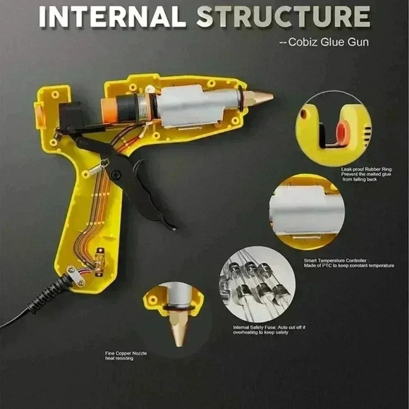 Hot Glue Gun High Temp-Cobiz Full Size (Not Mini) 60/100W Dual Power Heavy Duty, - Picture 3 of 10